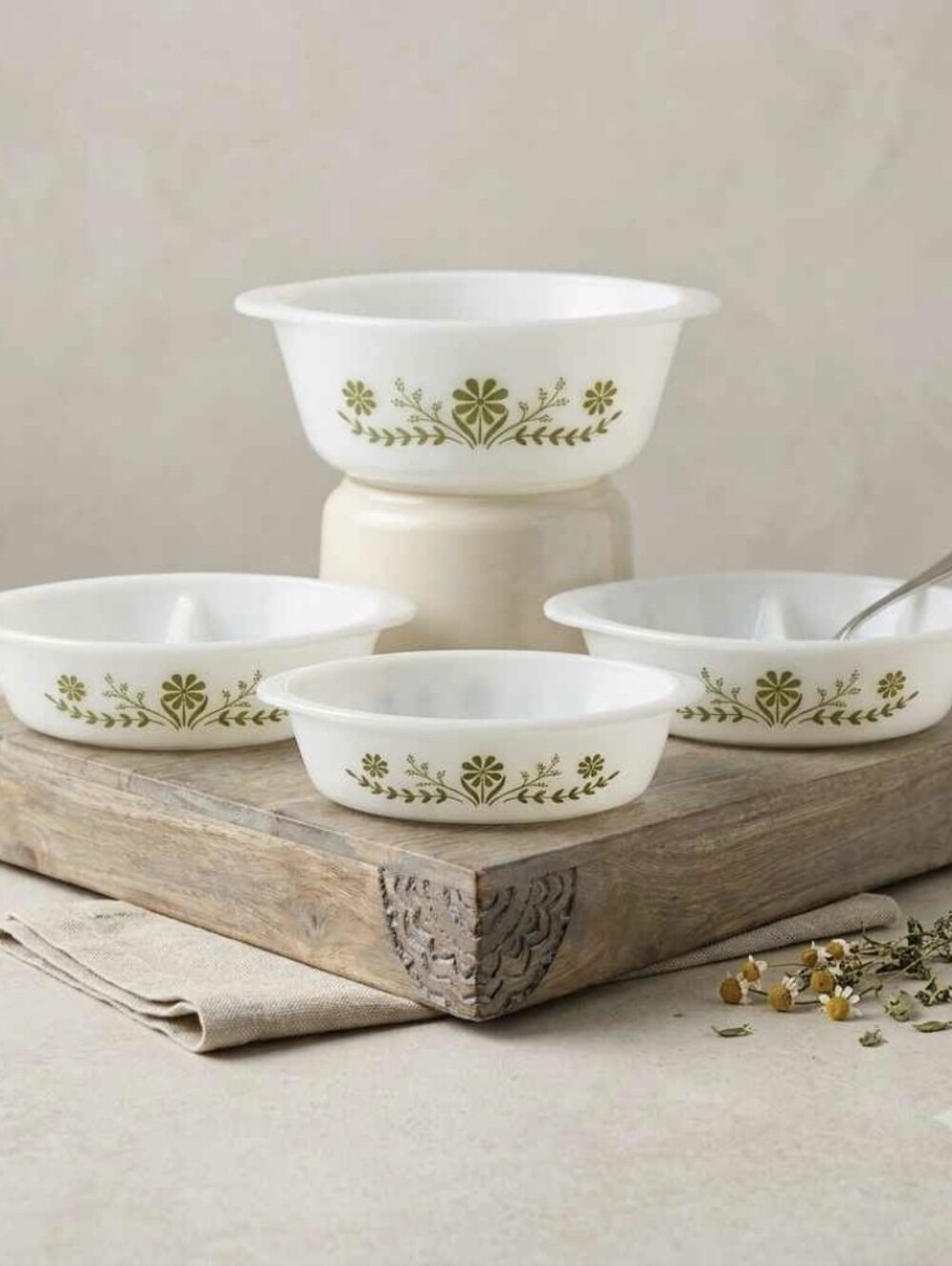 MCM, Vintage, Glasbake, Milk Glass, Casserole Dish, Baking Dish, Lot, Set, Crazy